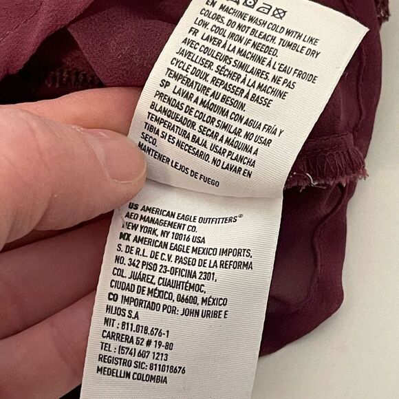 American Eagle Plum Mesh Boho Cropped Puff Sleeve Blouse Size XS - Picture 6 of 9